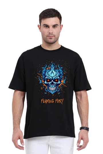 Flaming Skull Oversized Unisex Classic T-shirt.