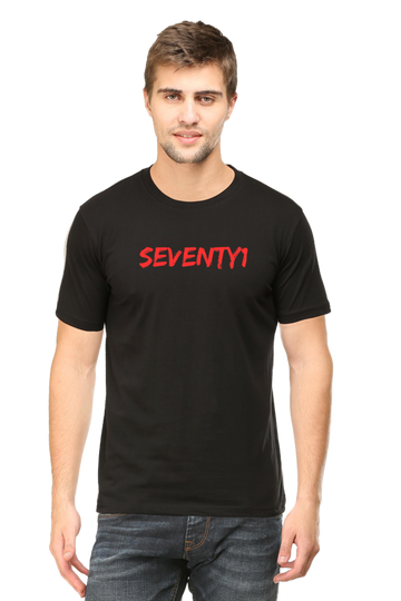 Seventy1 Red Logo Round Neck Half Sleeve T-Shirt