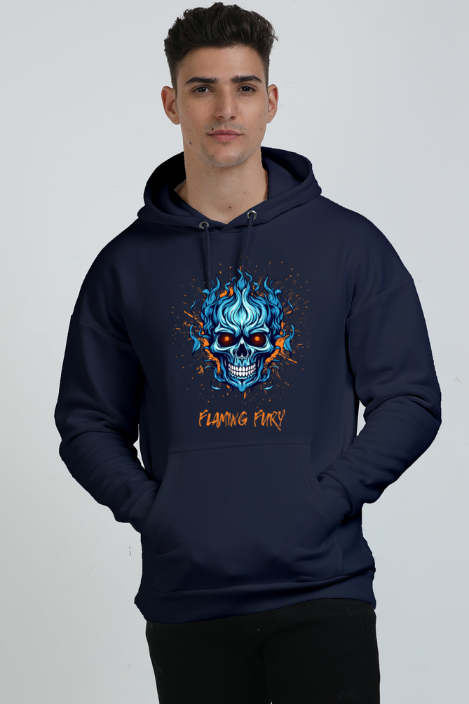 Flaming Skull Unisex Hooded Sweatshirt.