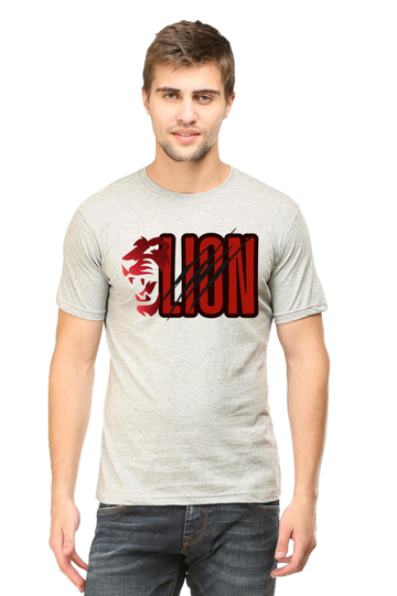 Illustrated Lion Round Neck Half Sleeve T-shirt.