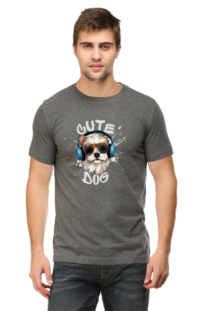 Cute Dog Round Neck Half Sleeve T-shirt.